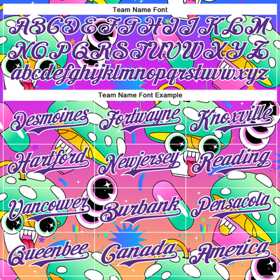 Custom Purple White 3D Pattern Design Trippy Psychedelic Magic Mushrooms Authentic Baseball Jersey