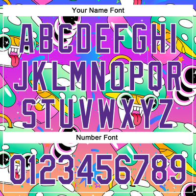 Custom Purple White 3D Pattern Design Trippy Psychedelic Magic Mushrooms Authentic Baseball Jersey