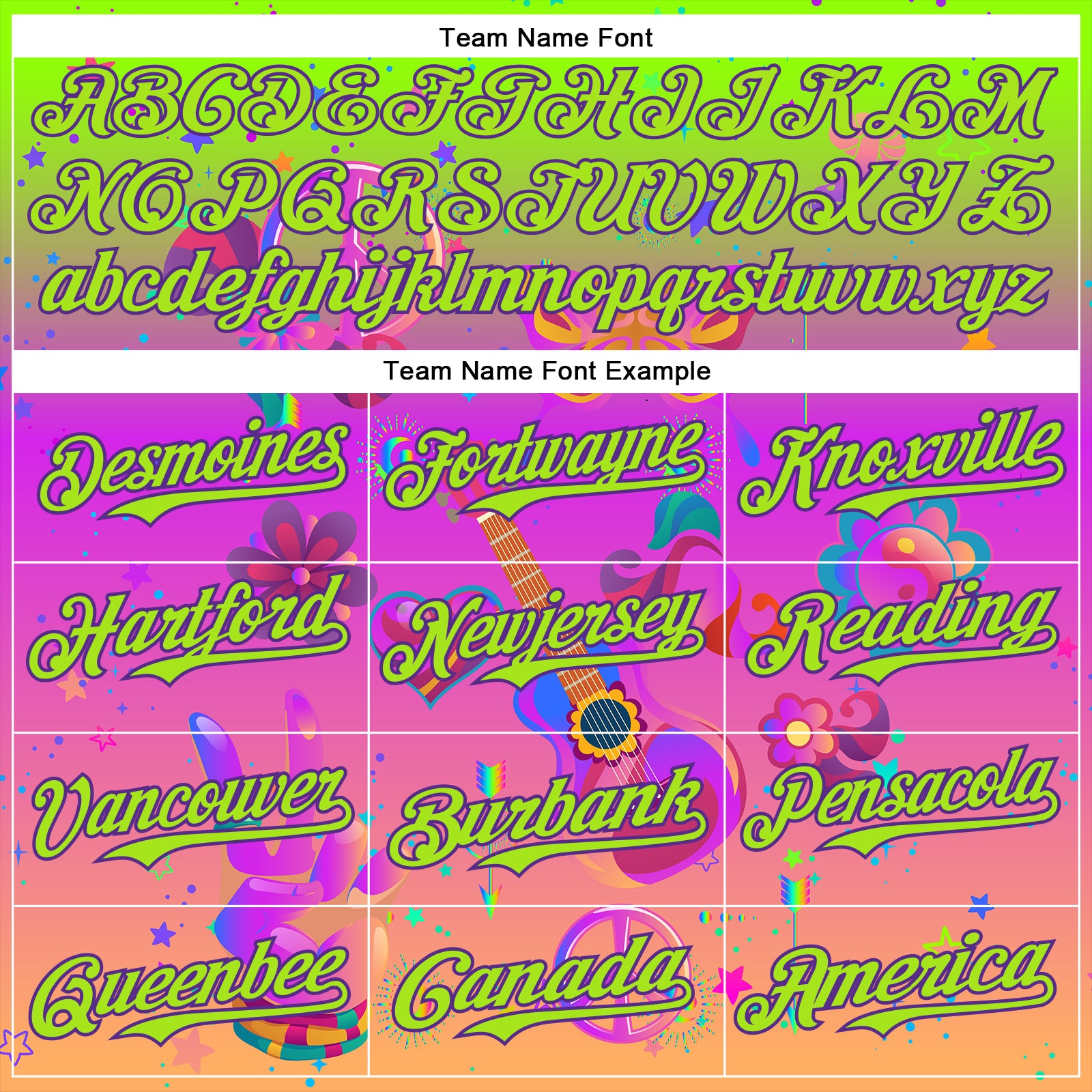 Custom Purple Neon Green 3D Pattern Design Trippy Peace And love Hippie Authentic Baseball Jersey