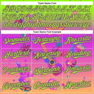 Custom Purple Neon Green 3D Pattern Design Trippy Peace And love Hippie Authentic Baseball Jersey