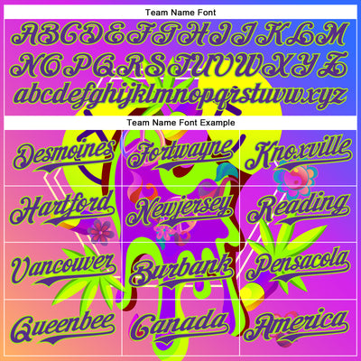 Custom Purple Neon Green 3D Pattern Design Trippy Psychedelic Peace Sign Authentic Baseball Jersey