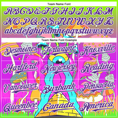 Custom Green Purple-White 3D Pattern Design Trippy Magic Mushrooms Acid Authentic Baseball Jersey