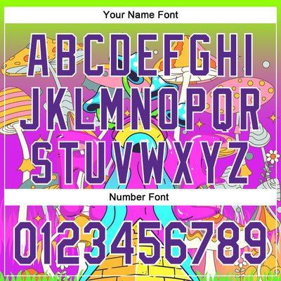 Custom Green Purple-White 3D Pattern Design Trippy Magic Mushrooms Acid Authentic Baseball Jersey