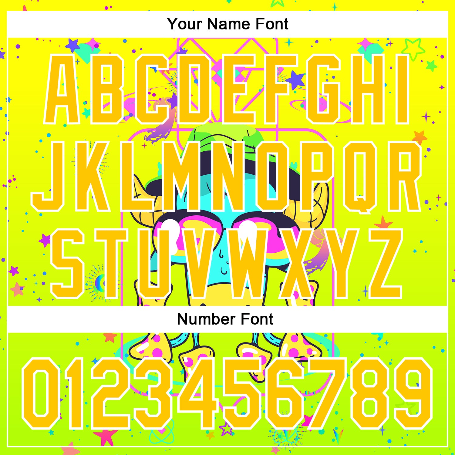 Custom Gold Yellow Green-White 3D Pattern Design Trippy Psychedelic Magic Mushrooms Authentic Baseball Jersey