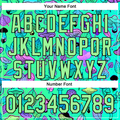 Custom Green Pea Green-Black 3D Pattern Design Trippy Magic Mushrooms Plant Authentic Baseball Jersey