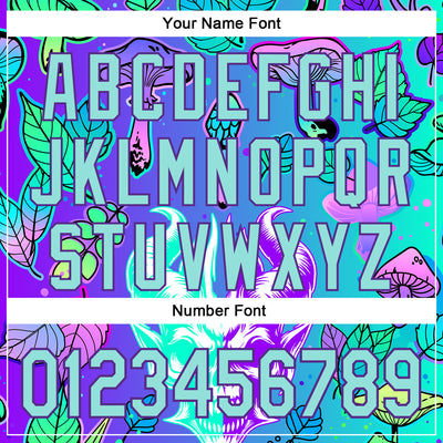 Custom Blue Ice Blue-Purple 3D Pattern Design Trippy Magic Mushrooms Demon Skull Authentic Baseball Jersey