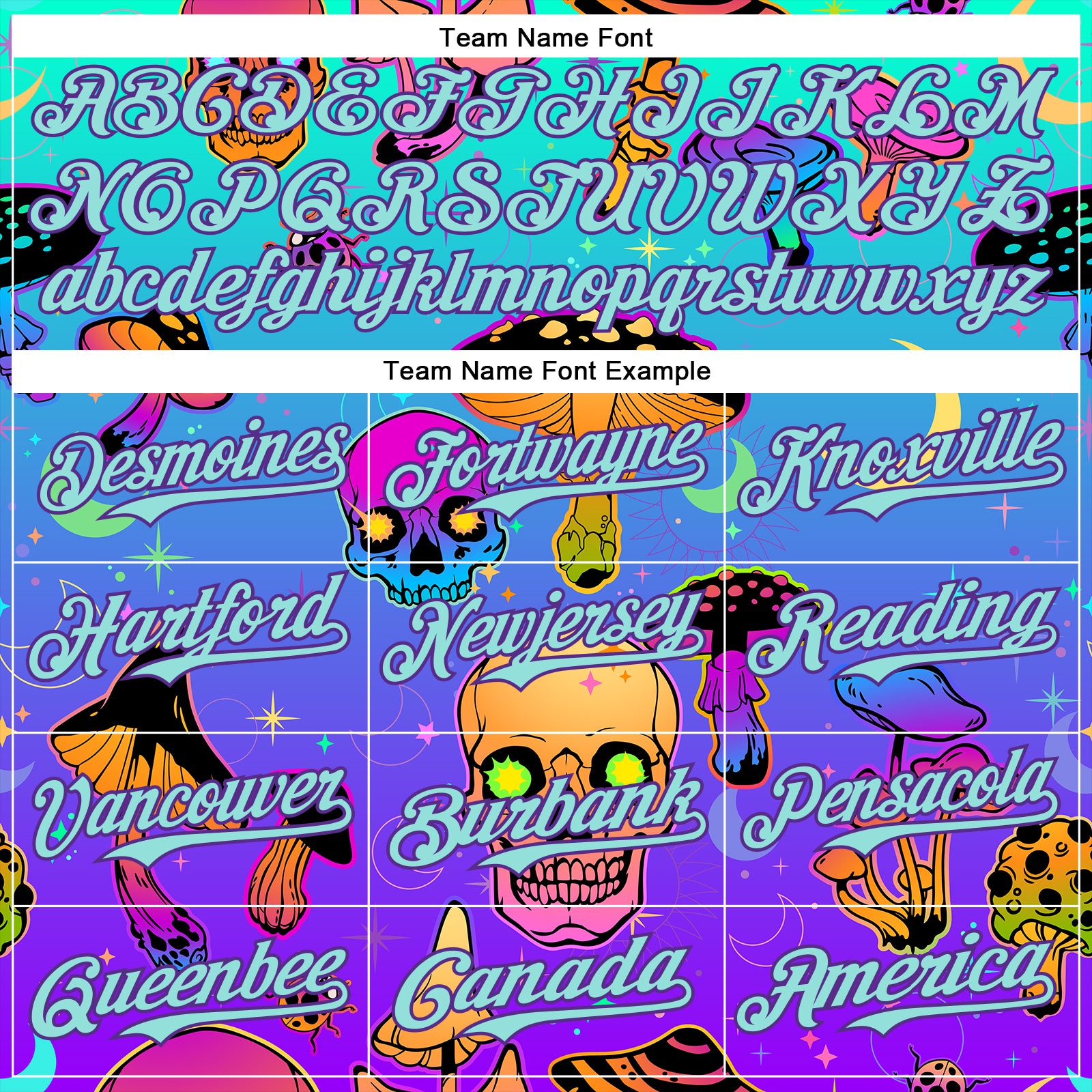 Custom Blue Ice Blue-Purple 3D Pattern Design Trippy Magic Mushrooms Skull Authentic Baseball Jersey