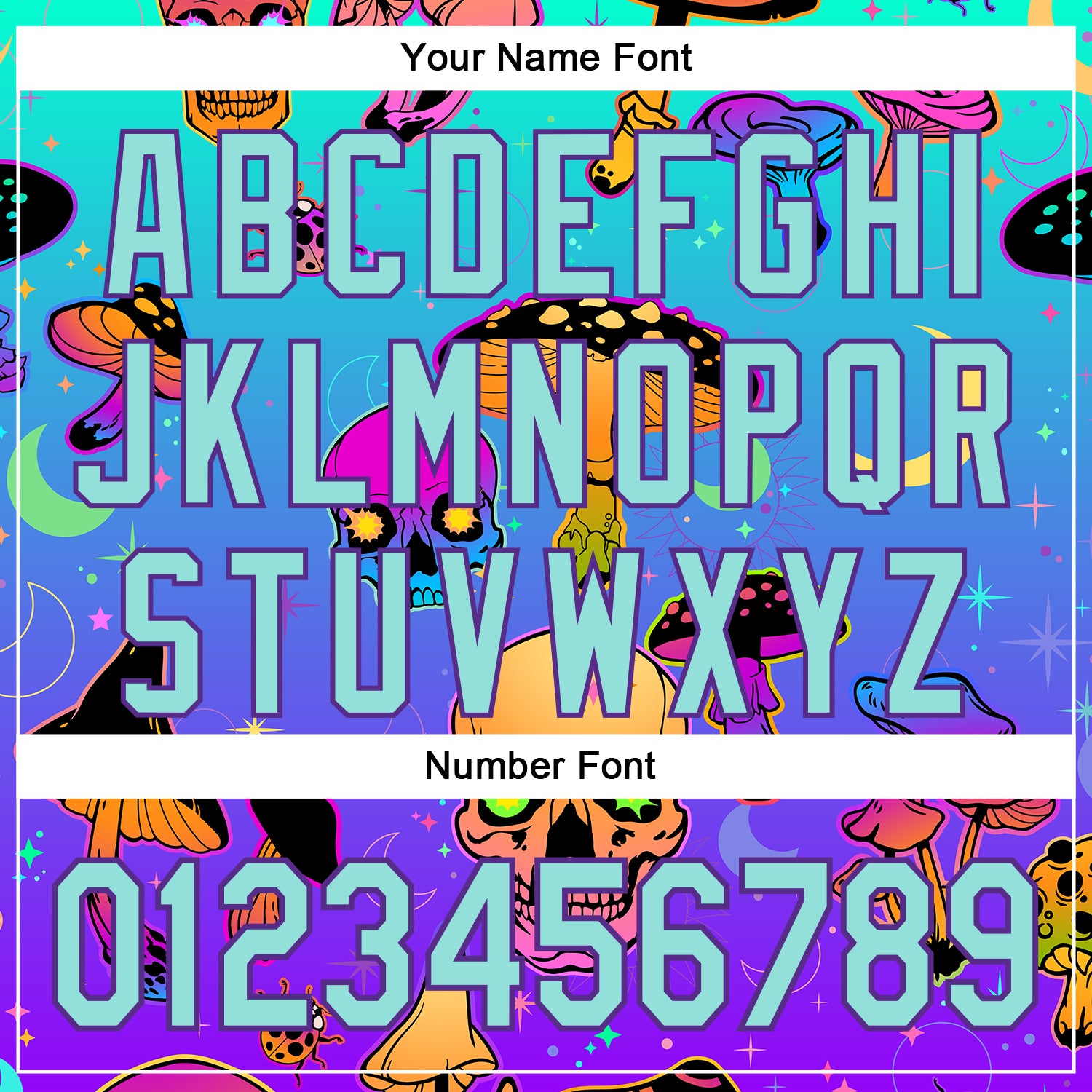 Custom Blue Ice Blue-Purple 3D Pattern Design Trippy Magic Mushrooms Skull Authentic Baseball Jersey