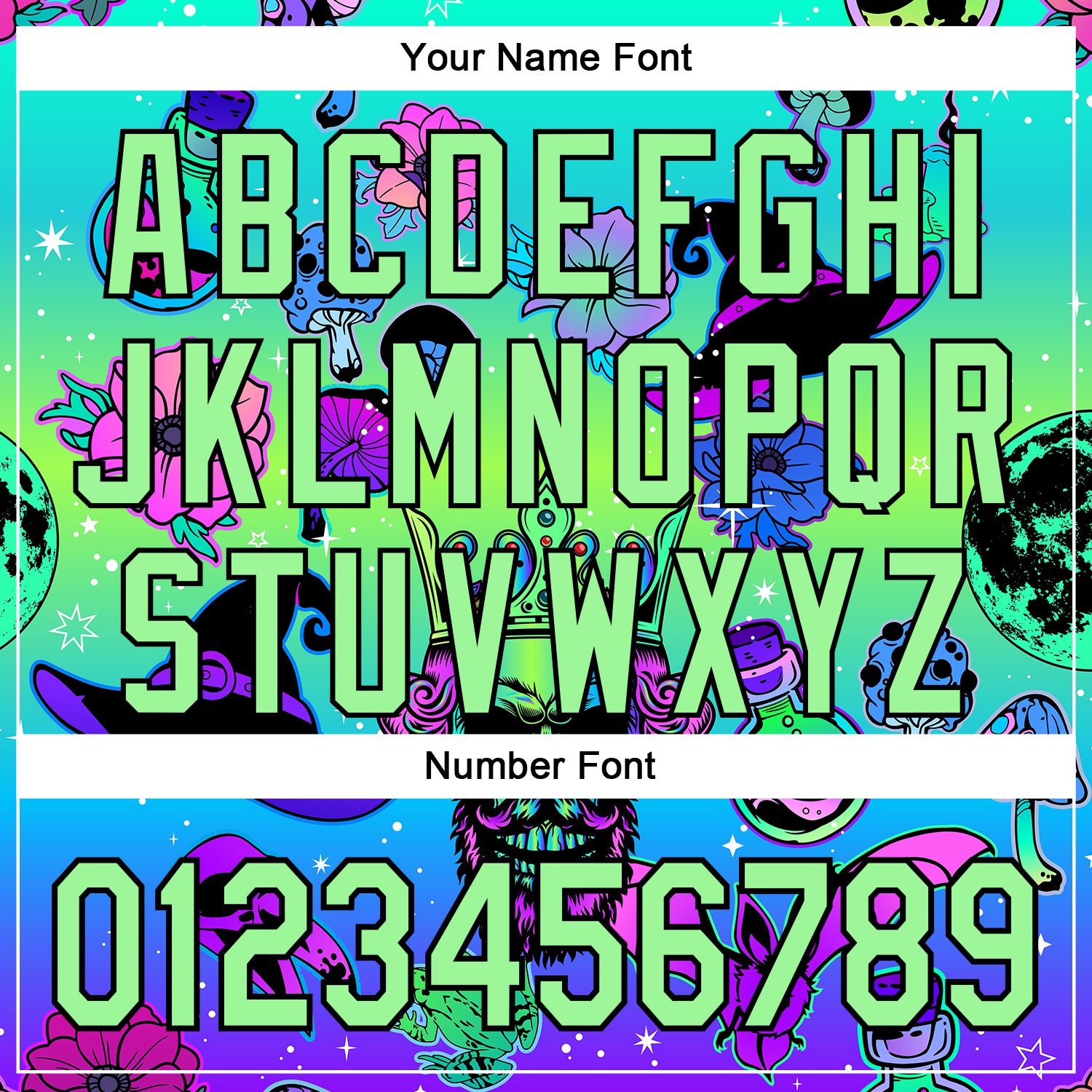 Custom Blue Pea Green-Black 3D Pattern Design Trippy Magic Mushrooms Skull Authentic Baseball Jersey