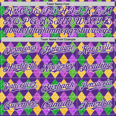 Custom Purple White 3D Pattern Design Mardi Gras Shrove Tuesday Authentic Baseball Jersey