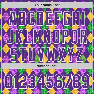 Custom Purple White 3D Pattern Design Mardi Gras Shrove Tuesday Authentic Baseball Jersey