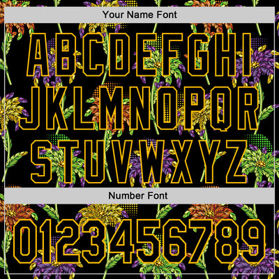 Custom Black Gold 3D Pattern Design Mardi Gras Shrove Tuesday Authentic Baseball Jersey