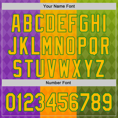 Custom Purple Gold-Grass Green 3D Pattern Design Mardi Gras Shrove Tuesday Authentic Baseball Jersey