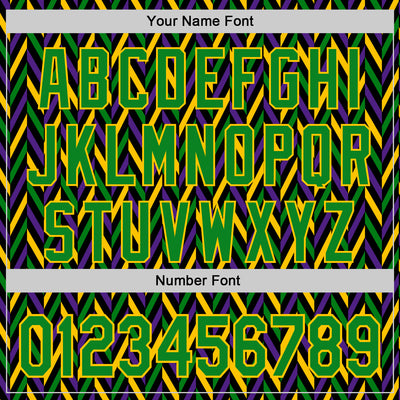 Custom Black Grass Green-Yellow 3D Pattern Design Mardi Gras Shrove Tuesday Authentic Baseball Jersey