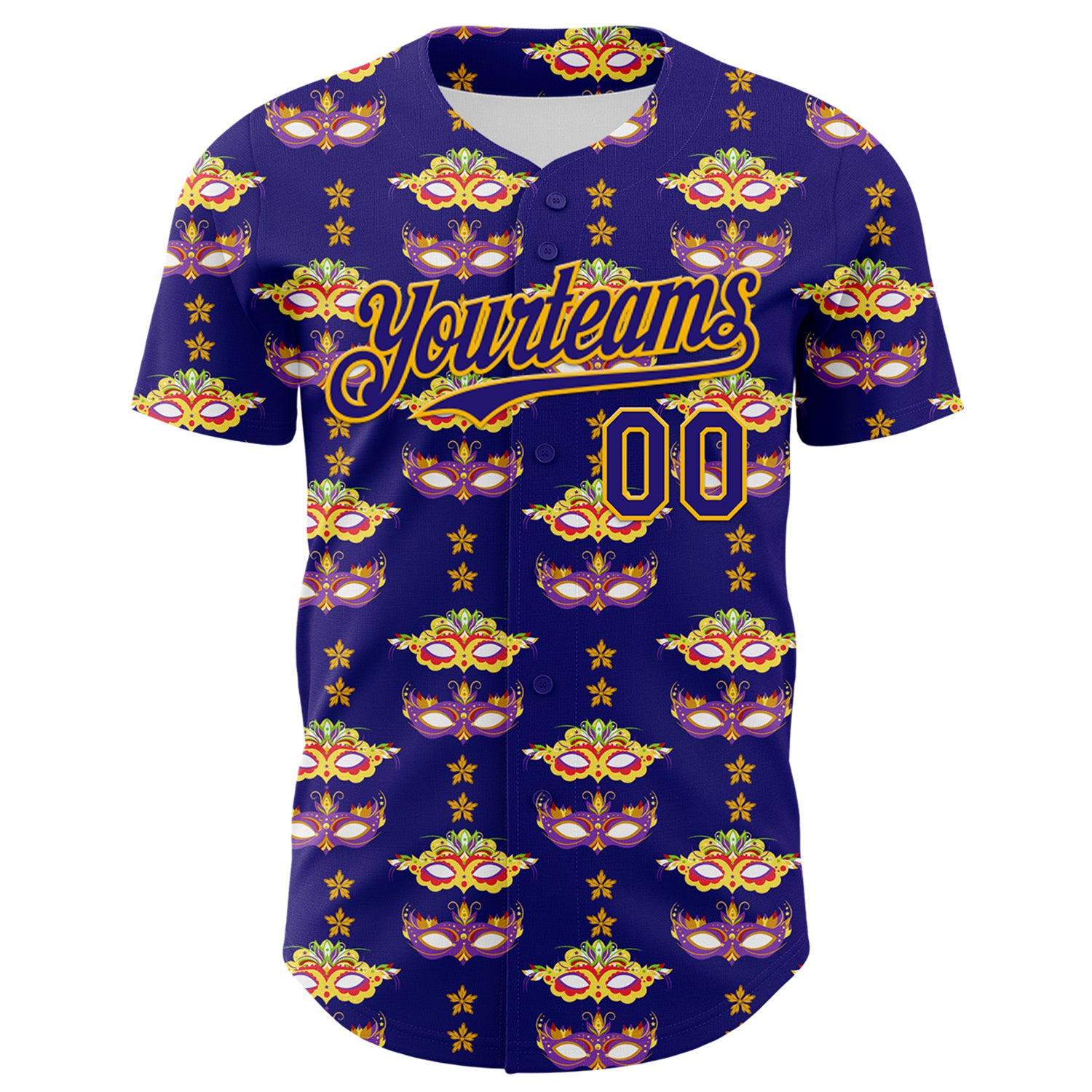 Custom Dark Purple Gold 3D Pattern Design Mardi Gras Shrove Tuesday Authentic Baseball Jersey