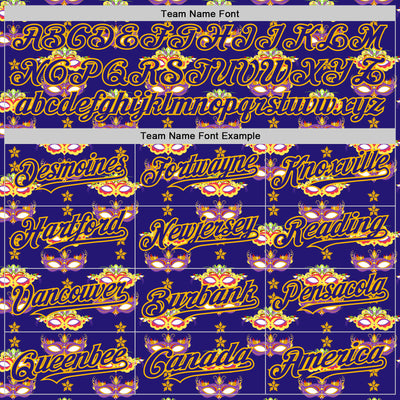 Custom Dark Purple Gold 3D Pattern Design Mardi Gras Shrove Tuesday Authentic Baseball Jersey