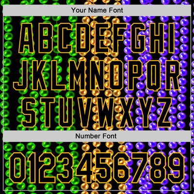 Custom Black Gold 3D Pattern Design Mardi Gras Shrove Tuesday Authentic Baseball Jersey