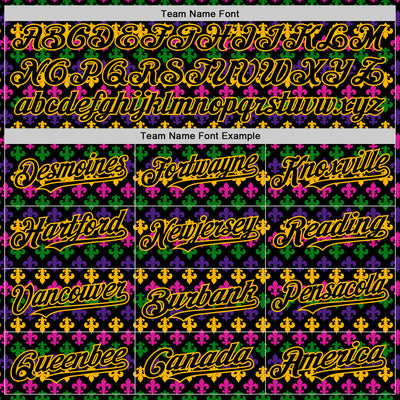 Custom Black Gold 3D Pattern Design Mardi Gras Shrove Tuesday Authentic Baseball Jersey