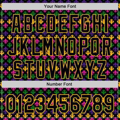 Custom Black Gold 3D Pattern Design Mardi Gras Shrove Tuesday Authentic Baseball Jersey