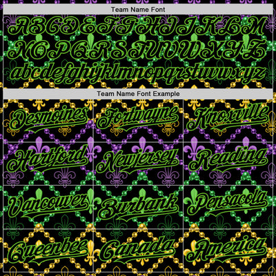 Custom Black Aurora Green 3D Pattern Design Mardi Gras Shrove Tuesday Authentic Baseball Jersey