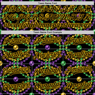 Custom Black Gold 3D Pattern Design Mardi Gras Shrove Tuesday Authentic Baseball Jersey