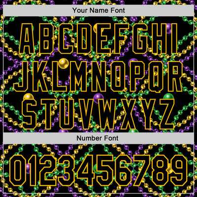 Custom Black Gold 3D Pattern Design Mardi Gras Shrove Tuesday Authentic Baseball Jersey