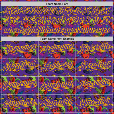 Custom Purple Gold 3D Pattern Design Mardi Gras Shrove Tuesday Authentic Baseball Jersey