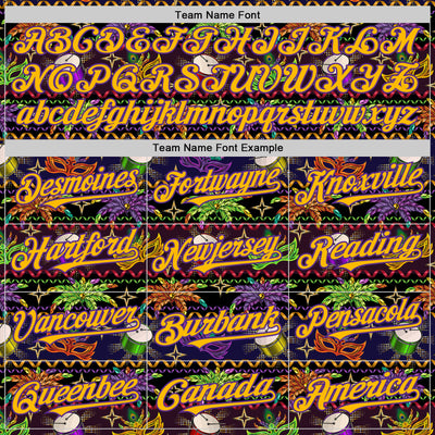 Custom Black Gold-Purple 3D Pattern Design Mardi Gras Shrove Tuesday Authentic Baseball Jersey