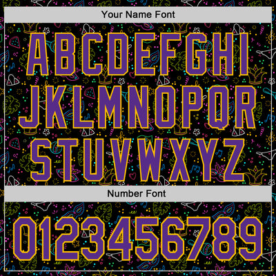 Custom Black Purple-Gold 3D Pattern Design Mardi Gras Shrove Tuesday Authentic Baseball Jersey