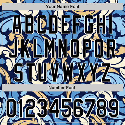 Custom Navy Black-White 3D Pattern Design Burner Costumes Floral Grunge Authentic Baseball Jersey