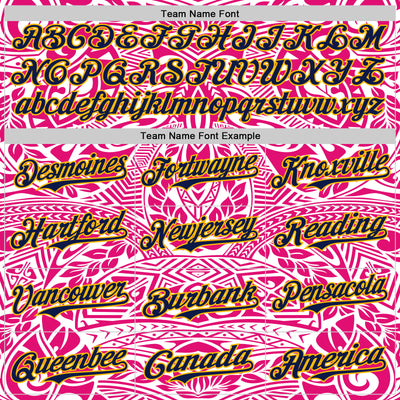 Custom Hot Pink Navy-Gold 3D Pattern Design Burner Costumes Ethnic Floral Authentic Baseball Jersey