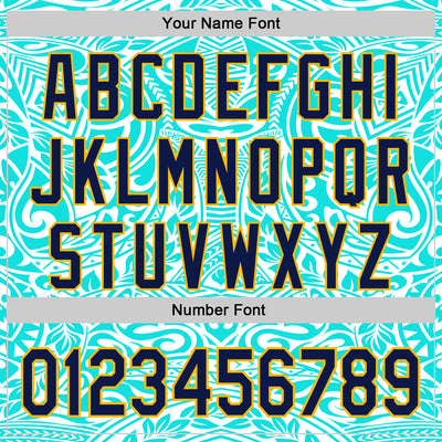 Custom Ice Blue Navy-Gold 3D Pattern Design Burner Costumes Tribal Tattoo Authentic Baseball Jersey