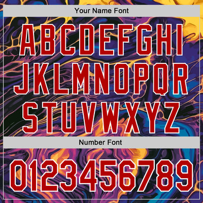 Custom Purple Red-White 3D Pattern Design Burner Costumes Lava Authentic Baseball Jersey