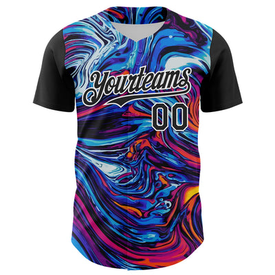 Custom Black White 3D Pattern Design Burner Costumes Lava Authentic Baseball Jersey