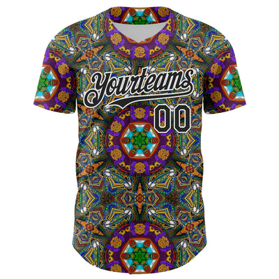 Custom Green Black-White 3D Pattern Design Burner Costumes Geometric Shape Authentic Baseball Jersey