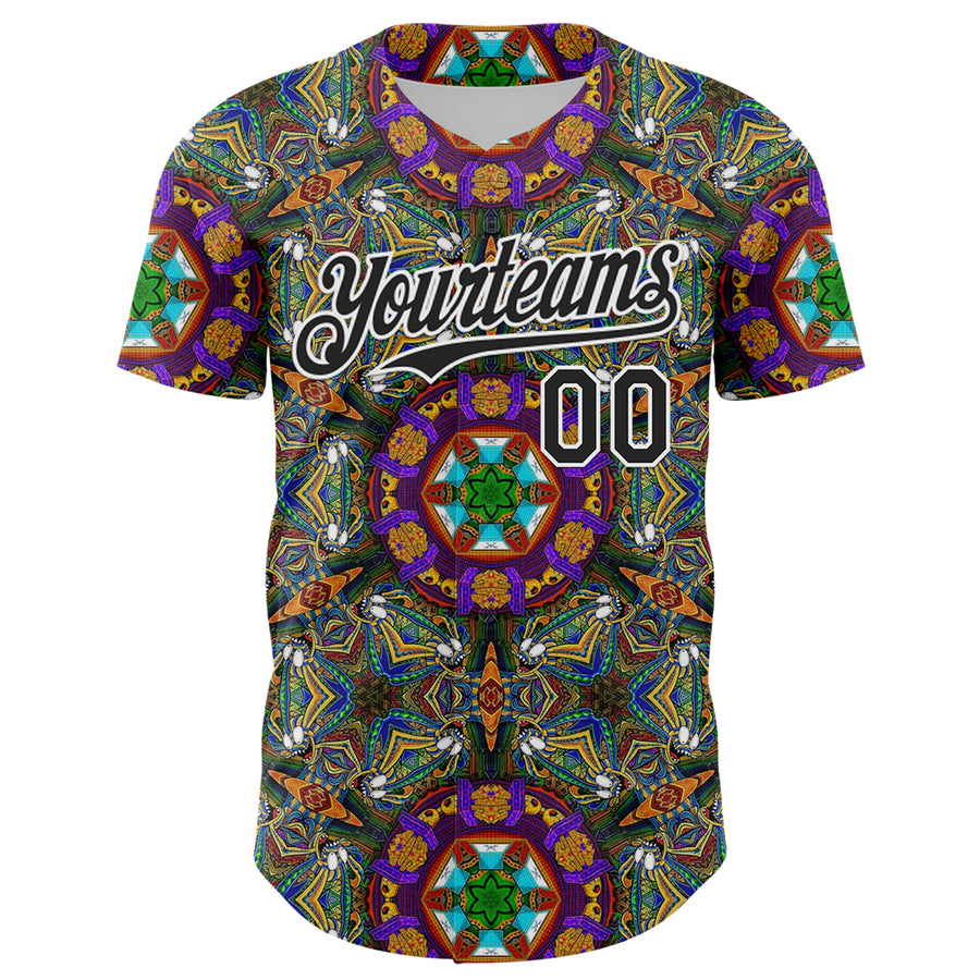 Custom Green Black-White 3D Pattern Design Burner Costumes Geometric Shape Authentic Baseball Jersey