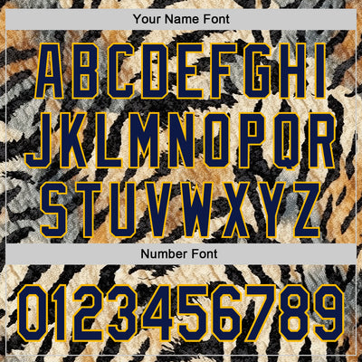 Custom Black Navy-Gold 3D Pattern Design Burner Costumes Tiger Print Authentic Baseball Jersey