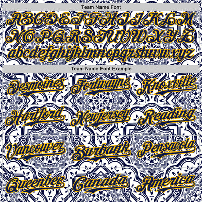 Custom Navy Gold 3D Pattern Design Burner Costumes Damask Authentic Baseball Jersey