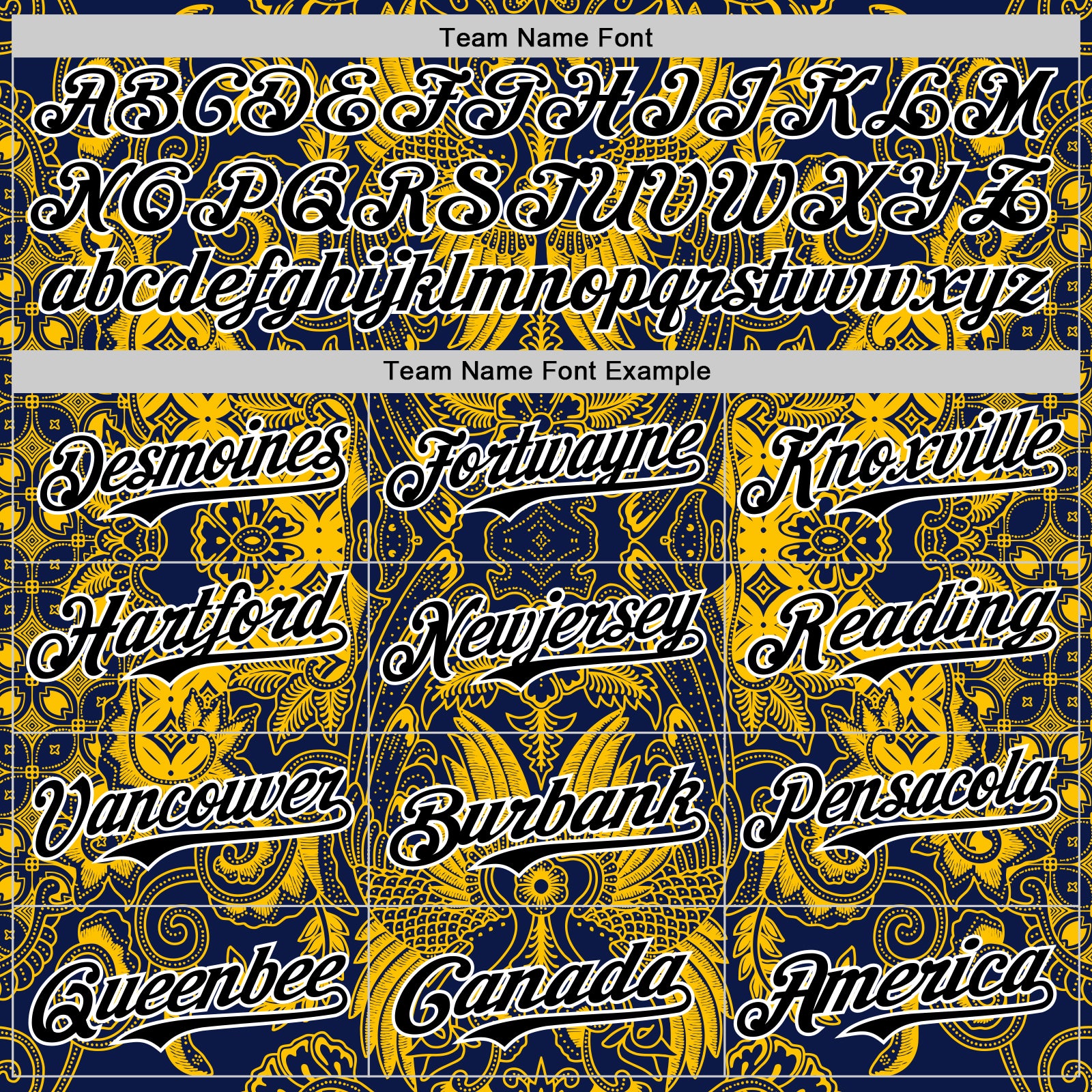 Custom Navy Black Yellow-White 3D Pattern Design Burner Costumes Paisley Authentic Baseball Jersey