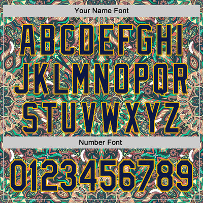 Custom Green Navy-Gold 3D Pattern Design Burner Costumes Psychedelic Authentic Baseball Jersey