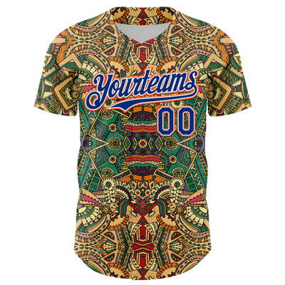 Custom Green Royal White-Orange 3D Pattern Design Burner Costumes Exotic Authentic Baseball Jersey