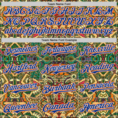 Custom Green Royal White-Orange 3D Pattern Design Burner Costumes Exotic Authentic Baseball Jersey