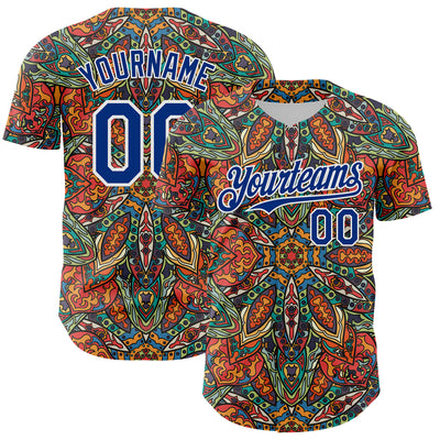 Custom Orange Royal-White 3D Pattern Design Burner Costumes Exotic Authentic Baseball Jersey