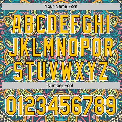 Custom Green Yellow Brown-White 3D Pattern Design Burner Costumes Exotic Authentic Baseball Jersey