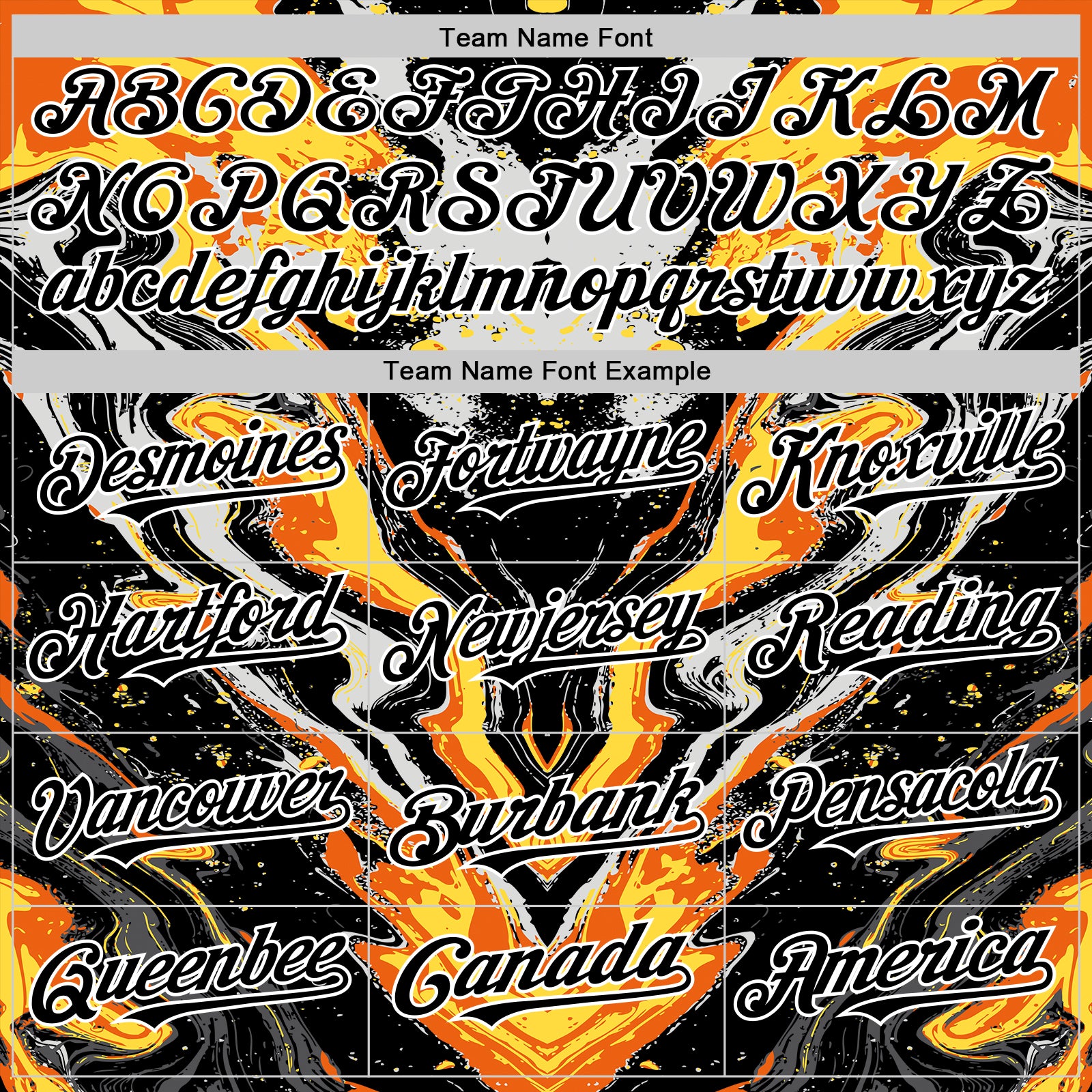 Custom Black Gray Orange Yellow-White 3D Pattern Design Rave Party Marble Lava Authentic Baseball Jersey