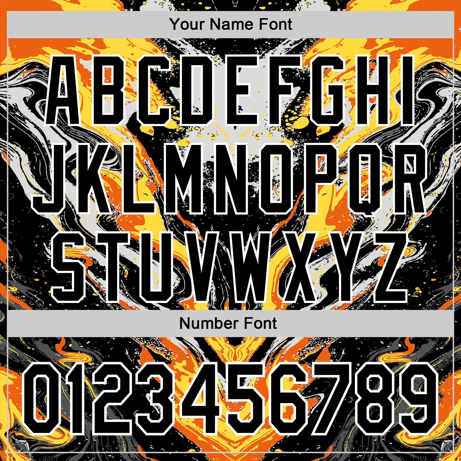 Custom Black Gray Orange Yellow-White 3D Pattern Design Rave Party Marble Lava Authentic Baseball Jersey