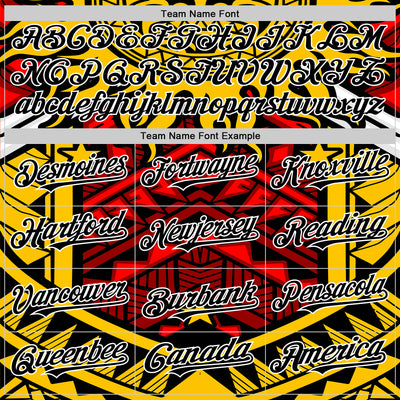 Custom Yellow Black Red-White 3D Pattern Design Rave Party Tribal Authentic Baseball Jersey