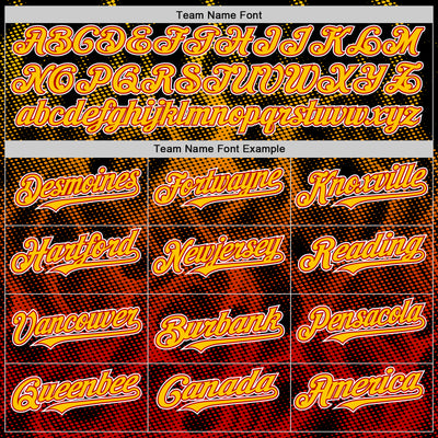 Custom Black Yellow Red-White 3D Pattern Design Rave Party Flame Authentic Baseball Jersey
