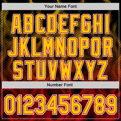 Custom Black Yellow Red-White 3D Pattern Design Rave Party Flame Authentic Baseball Jersey