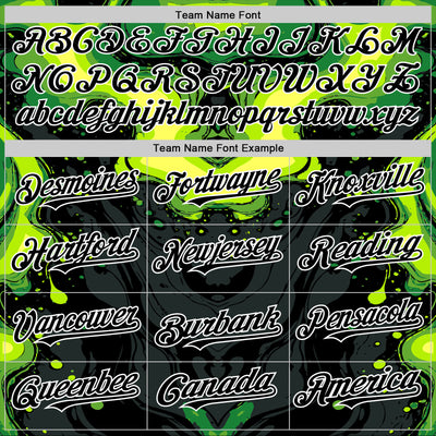 Custom Black Green-White 3D Pattern Design Rave Party Poison Liquid Authentic Baseball Jersey
